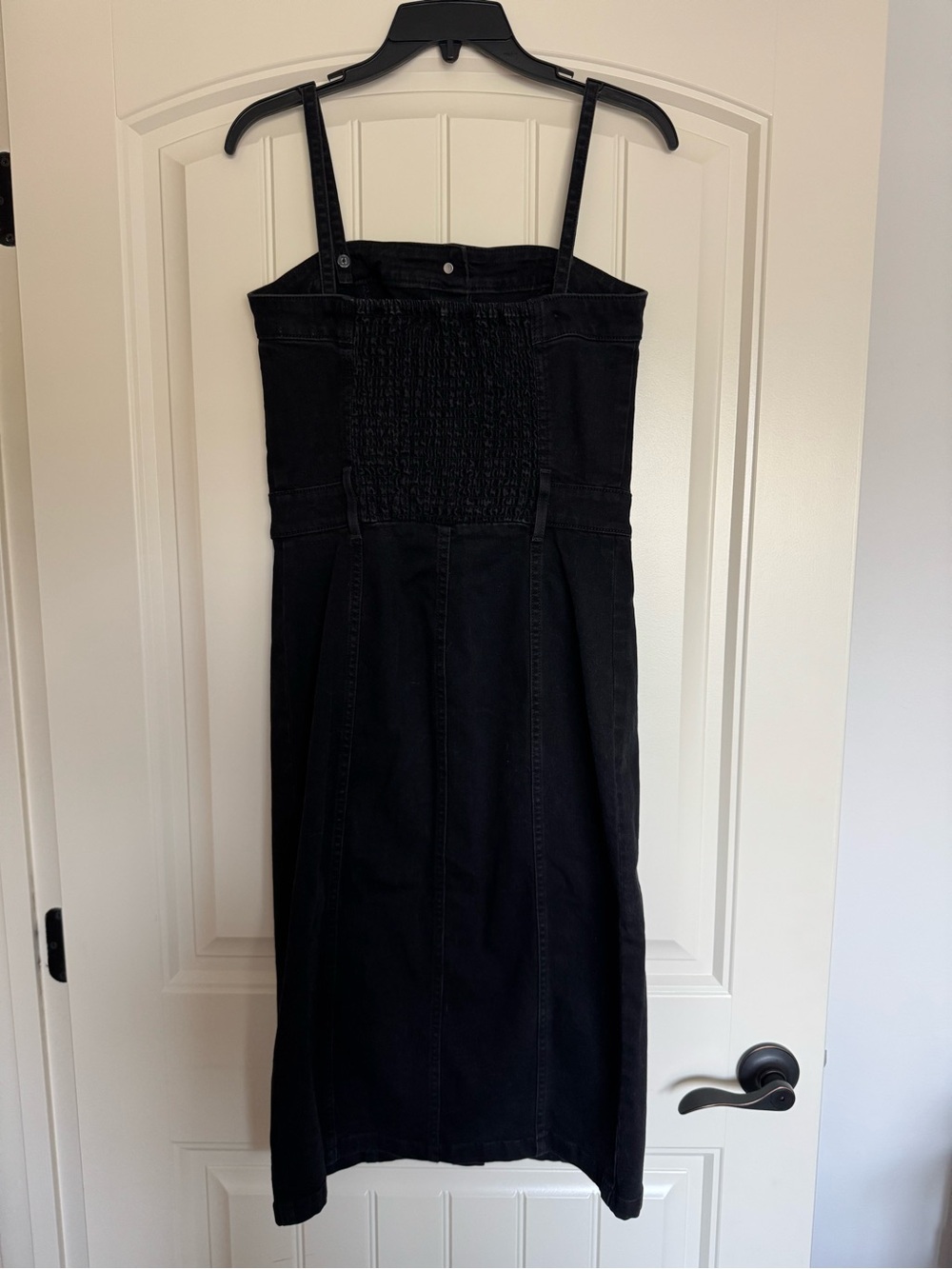 Black Denim Strap Midi Dress